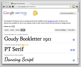 Google font directory